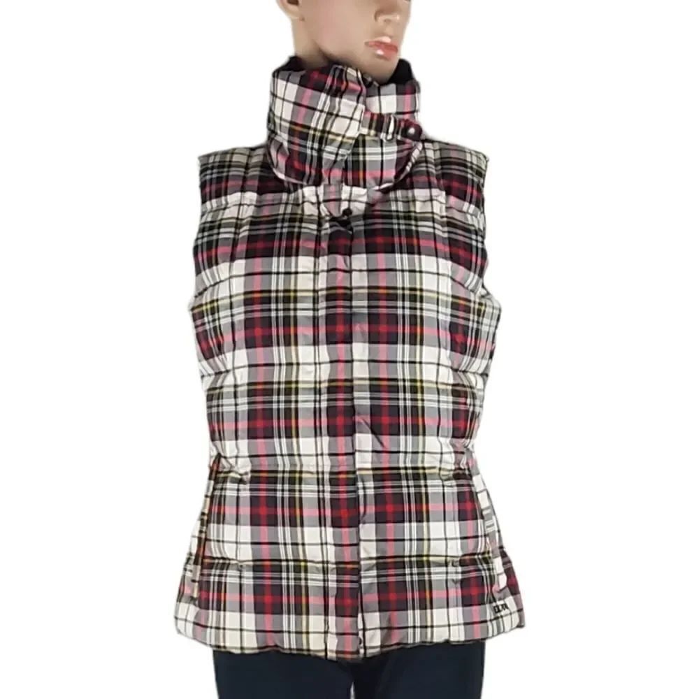 Eddie Bauer Green & Red Plaid Eb700 Goose Down Vest